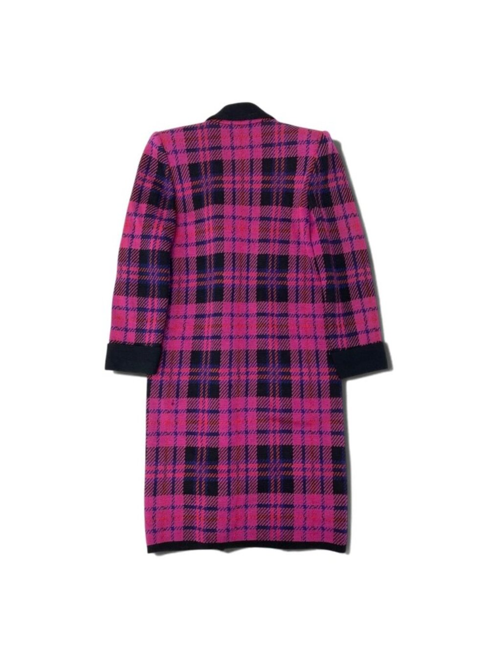 Saint Laurent Double Breasted Chesterfield Knit Coat Plaid Multicolor Wool - Picture 3 of 12